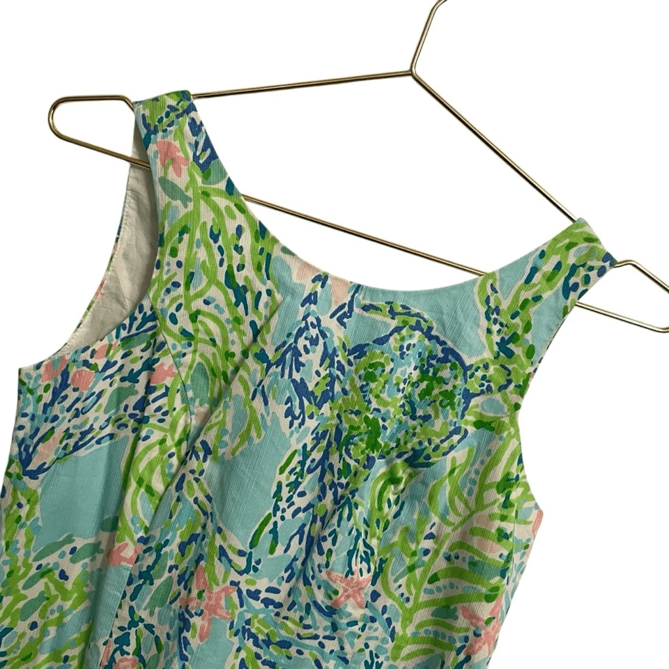 Lilly Pulitzer Cathy Skye Blue Heaven Iridescent Lace Back Shift Dress Size 0 - Image 2 of 4