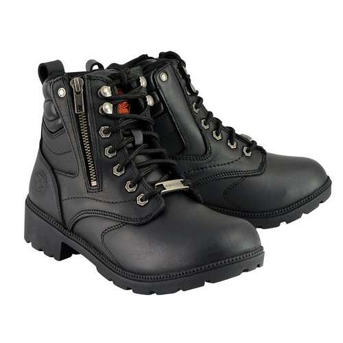 Wide-Width' Lace-Up Motorcycle Boots | eBay