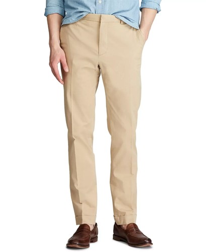 NEW! POLO RALPH LAUREN CHINO TWILL PANTS -32 33 KHAKI TAN STRETCH STRAIGHT DRESS