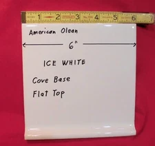 1 pc. Glossy Ice - Arctic White: Flat Top; base/cove Ceramic Tile: 6" X 6" NEW