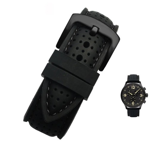 Universal Silicone Watch Band Strap Rubber Waterproof Men's Black 18-24MM Hoop - Bild 13 von 16