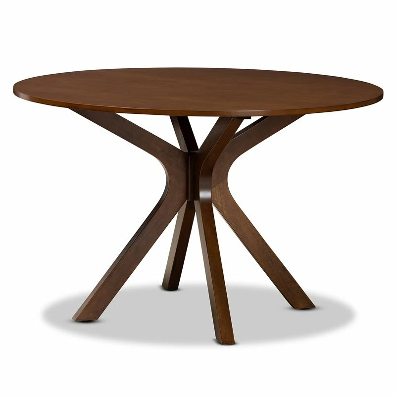 Baxton Studio Kenji Walnut Finished 45 Inch Wide Round Wood Dining