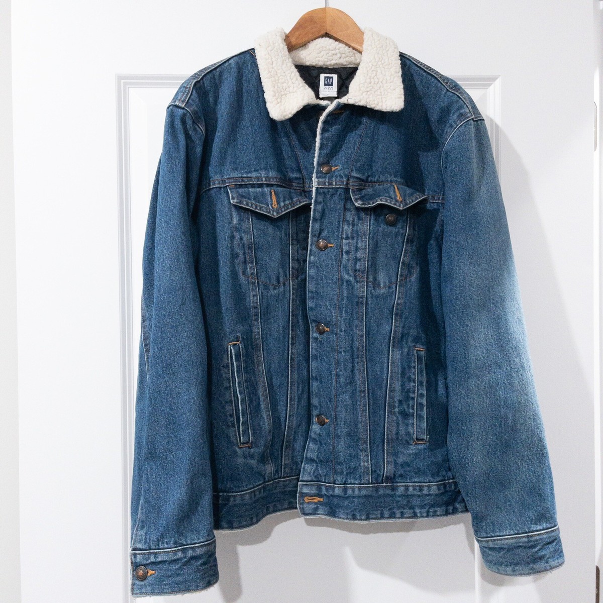 Gap Men’s Sherpa Lined Collar Quilted Jean Jacket Size Large