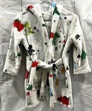 Boys Dinosaur Robe White Tie Front Ages 4-6 Soft Polyester