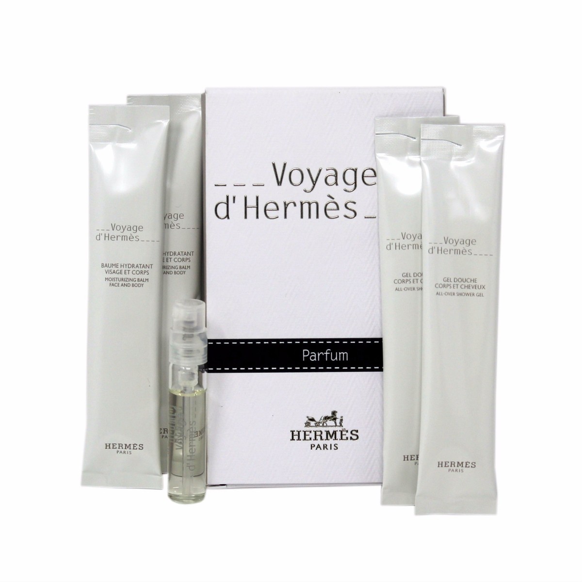 VOYAGE D'HERMES SET WITH PARFUM SPRAY+SHOWER GEL+MOISTURIZING BALM