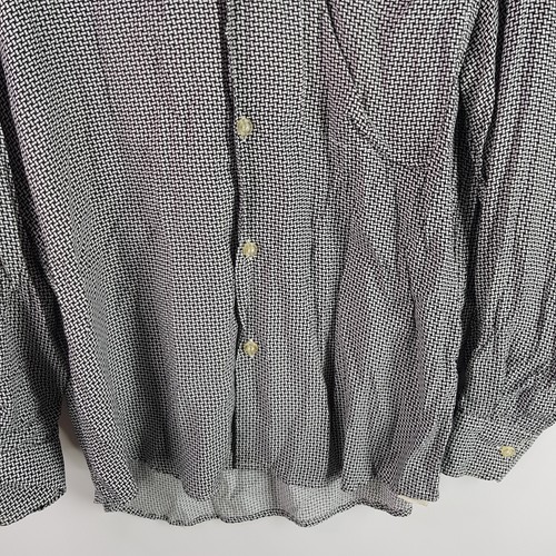Vintage West Coast Relaxed Italian Shirt Mens M Black White Check Long Sleeve - Foto 3 di 8