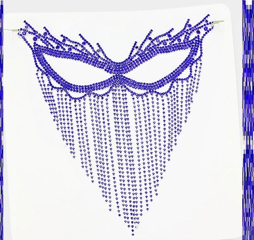 Crystal Rhinestone Face Eye Mask Halloween Party Chain Flame Fire Fringe Long - Picture 2 of 2