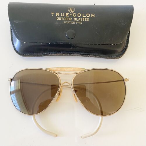 Vintage WW2 American Optical AO Sunglasses Aviator True Color 1940’s 12k GF - Picture 1 of 10