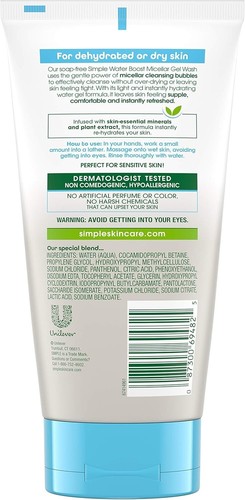 Simple Water Boost Micellar Gel Facial Wash, 5 Oz (150 ML) free shipping world - Picture 2 of 10
