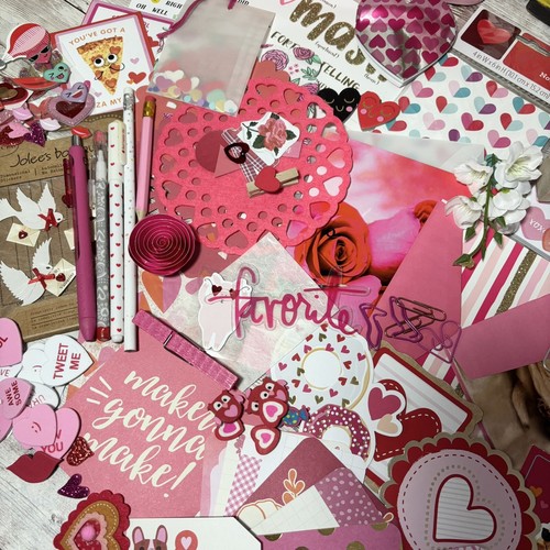 Valentine’s Pink & Red Junk Journal & Planner Supplies Kit Scrapbook Crafts - Picture 8 of 16