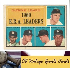1961 Topps #45 National League 1960 E.R.A. Leaders (/Drysdale/Friend/Williams)