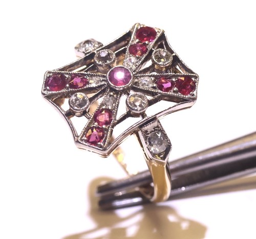 18K yellow gold Natural ruby Gemstone .46ct diamond ring 5.3g estate vintage - Picture 11 of 16