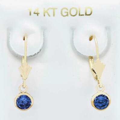  Tansanit 1,74 kt BÜGELOHRRINGE 14 K GELBGOLD ** NEU MIT ETIKETT * Made in USA