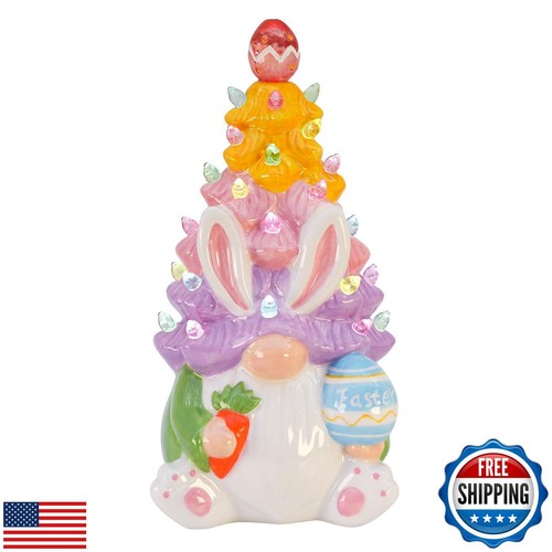 KnomeKo Easter Decorations for The Home Lighted Easter Spring Gnome Ceramic T - 第 1/5 張圖片