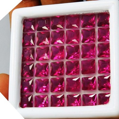 24 PCS NATURAL Red RUBY Loose Gemstone CERTIFIED Square Shape Lot