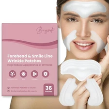 Forehead Wrinkle Patches and Smile Line Set | Hyaluronic Acid Aloe... 