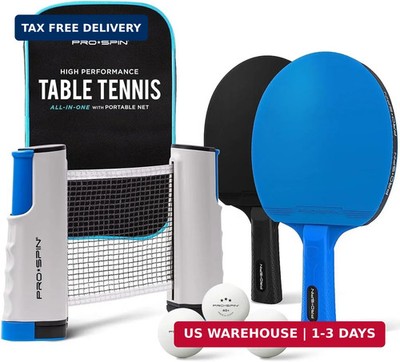 PRO-SPIN Portable Ping Pong Set with Retractable Ping Pong Net for Any Table, Al