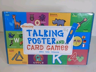 Qiaojoy Bilingual Interactive Talking Poster Card Games ABCs 123s 100 Words New