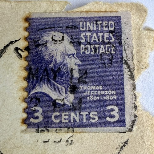 Vintage Rare 1932 Violet Thomas Jefferson 3 Cent US Postage Stamp - Bild 2 von 3