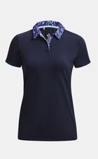 NWT- Under Armour Women's ISO- Chill Golf Polo Short Sleeve Navy Sz S