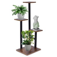 BlumenstäNder Metall Holz 84Cm 4 Ebenen Pflanzregal Loft Vilde 569822