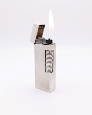 Dunhill Rollagas WORKING Vintage Lighter Silver Plated Barley Design 1956-1960