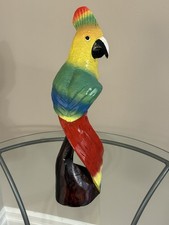 Wooden Scarlet Macaw Parrot Hand Carved/Hand Painted Light Weight Bright Colors