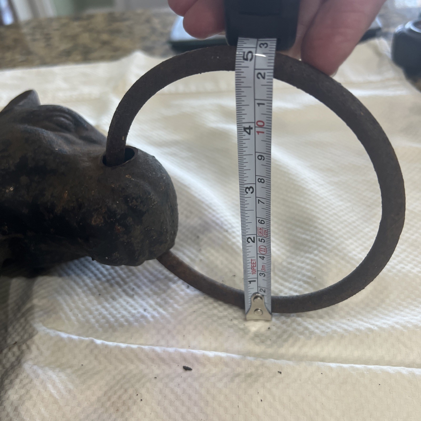 Vintage 9.5” Cast Iron Horse Head Hitching Post Top w/ Hitch Ring New Orleans 