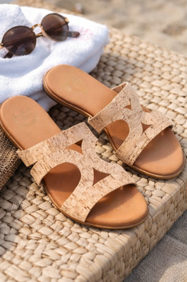 André Assous Andre Nailea Cork/Leather Slides Sandals Size 10 US