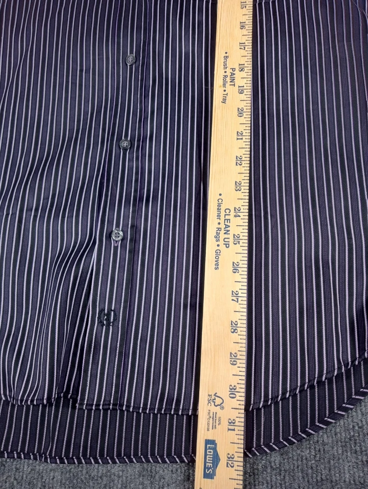 Camisa masculina Bugatchi Uomo XL listrada roxa padrão paisley - Excelente estado usado - Imagem 4 de 4