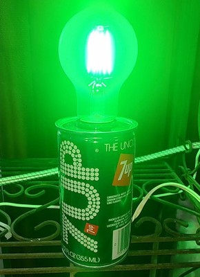NICE Unusual Vintage 1970s Fleco 7-UP Soda Pop Can Lamp Light  New Green LED