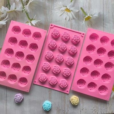 15 Cavity Rose Mold Silicone Chocolate Candy Mold DIY Dessert Pudding Cake Decor