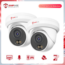 Anpviz 2PCs 8MP POE IP Camera Outdoor, 4K Security Camera Color Night , w/Audio