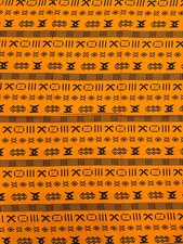 African Ankara Wax Print,100 Cotton, Sell by 6 Yards-Black Yellow Orange
