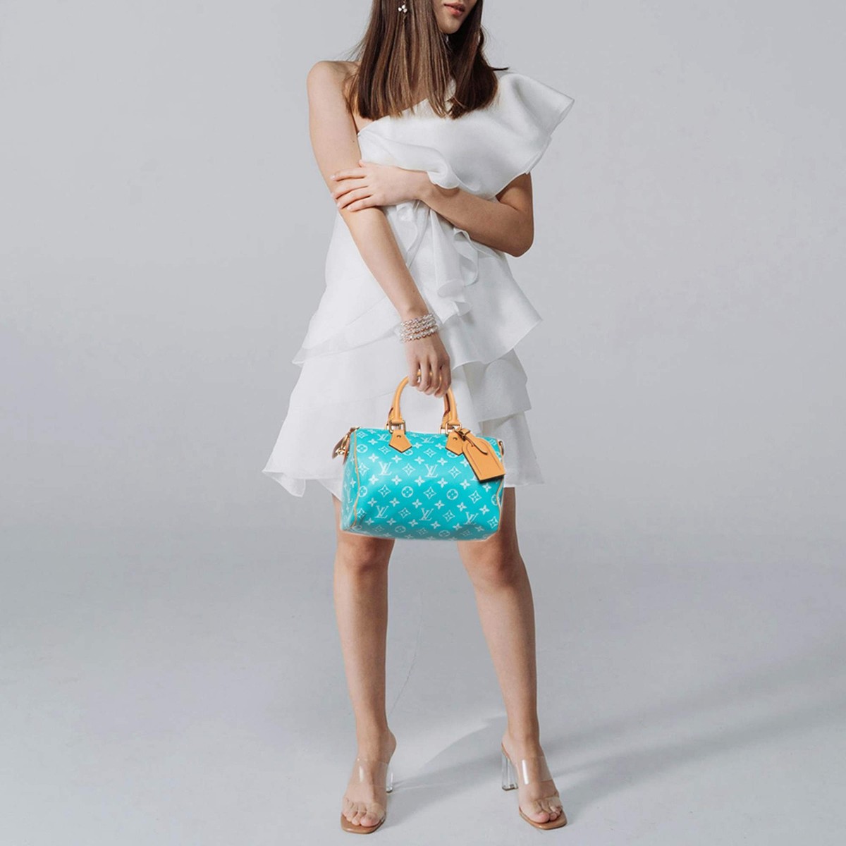 Louis Vuitton Speedy P9 Bandouliere 25 Turquoise Leather Bag | eBay