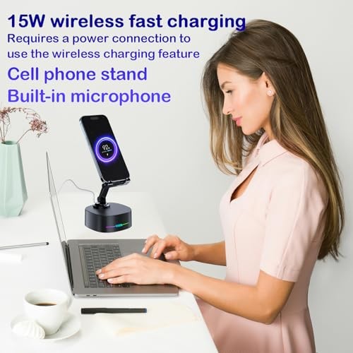 Bluetooth Speaker with Wireless Charging and Cell Phone Stand,Best Black - Photo 3 sur 7
