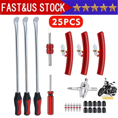 #ad #ad 25PCS Steel Tire Spoon Lever Iron Kit Professional Motorcycle Tyre Changing Tool $10.99