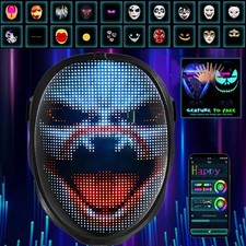 Halloween LED-Maske mit Bluetooth Programmierbar,Party Leuchtende Gesichts Maske