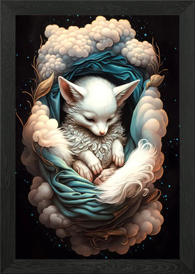 Weißer Fuchs gerahmtes Wandbild Poster Leinwanddruck Bild