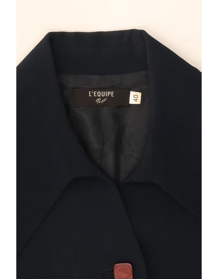 Chaqueta Blazer L'EQUIPE Mujer Corta 3 Botones IT 40 Pequeña Azul Marino Viscosa BJ10 Foto 3 de 3