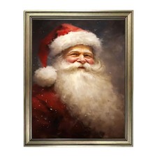 Santa Claus Wall Art Christmas Decor Gold Framed Santa Picture Poster Decor X...