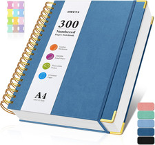 Spiral Notebook 8.5" X 11", 300 Numbered Pages Notebooks College Ruled with Tabs
