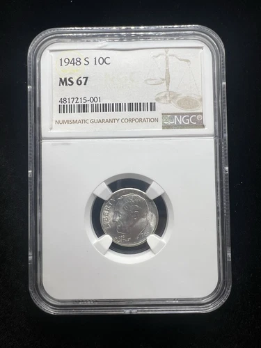1948 S Roosevelt Dime NGC MS67 #94