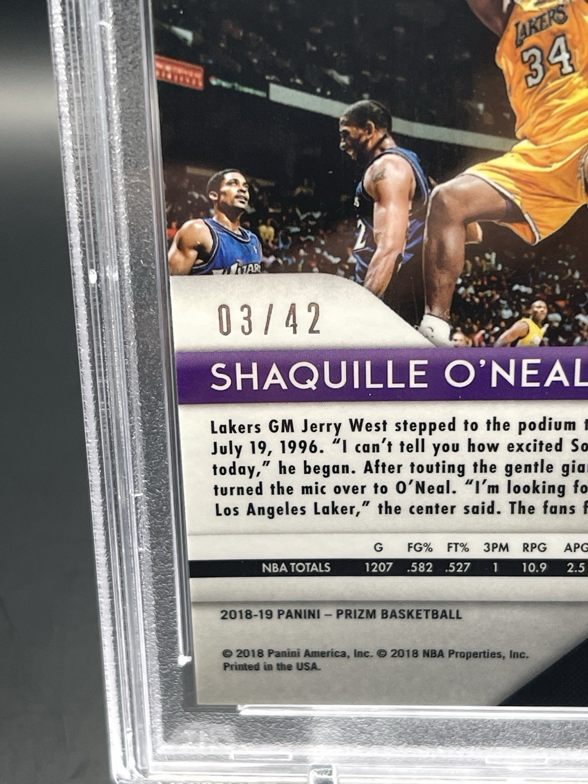 2018-19 Panini Prizm Pink Pulsar Shaquille O'Neal #35 HOF LAKERS PSA Gem Mint 10 view 3