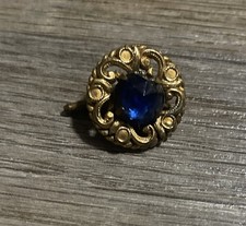 SINGLE Blue Rhinestone Vintage Formal Tux Prom Shirt Stud