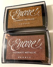 2 Tsukineko ENCORE Copper  BRONZE Ultimate Metallic Pigment INK PADS New RARE