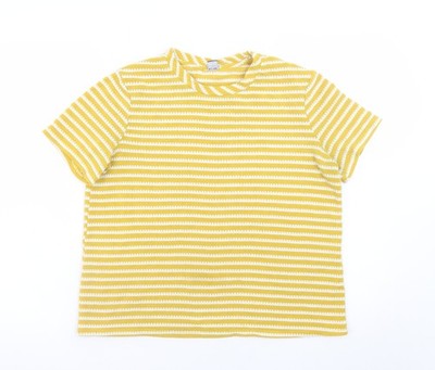 Kiabi Damen gelb gestreift Kurzarm Baumwolle T-Shirt Größe 8