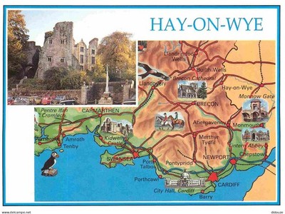 Postcard - UK - Wales - Hay-on-wye - Map -