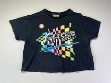 Vintage 90’s Energy And Motion Crop Top T Shirt Neon Checkered 80’s Retro