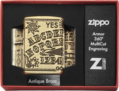 Zippo Armor Benzinfeuerzeug Ouija Board Antique Brass winddicht